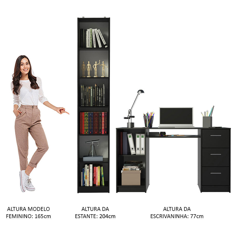 Escritorio Alaska + Estante Librero Negro