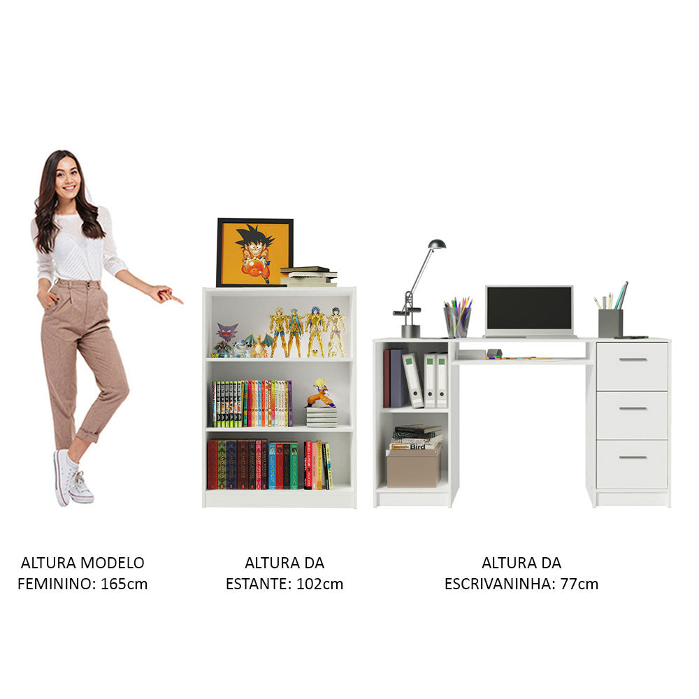 Escritorio Alaska + Estante Librero 6907 Blanco