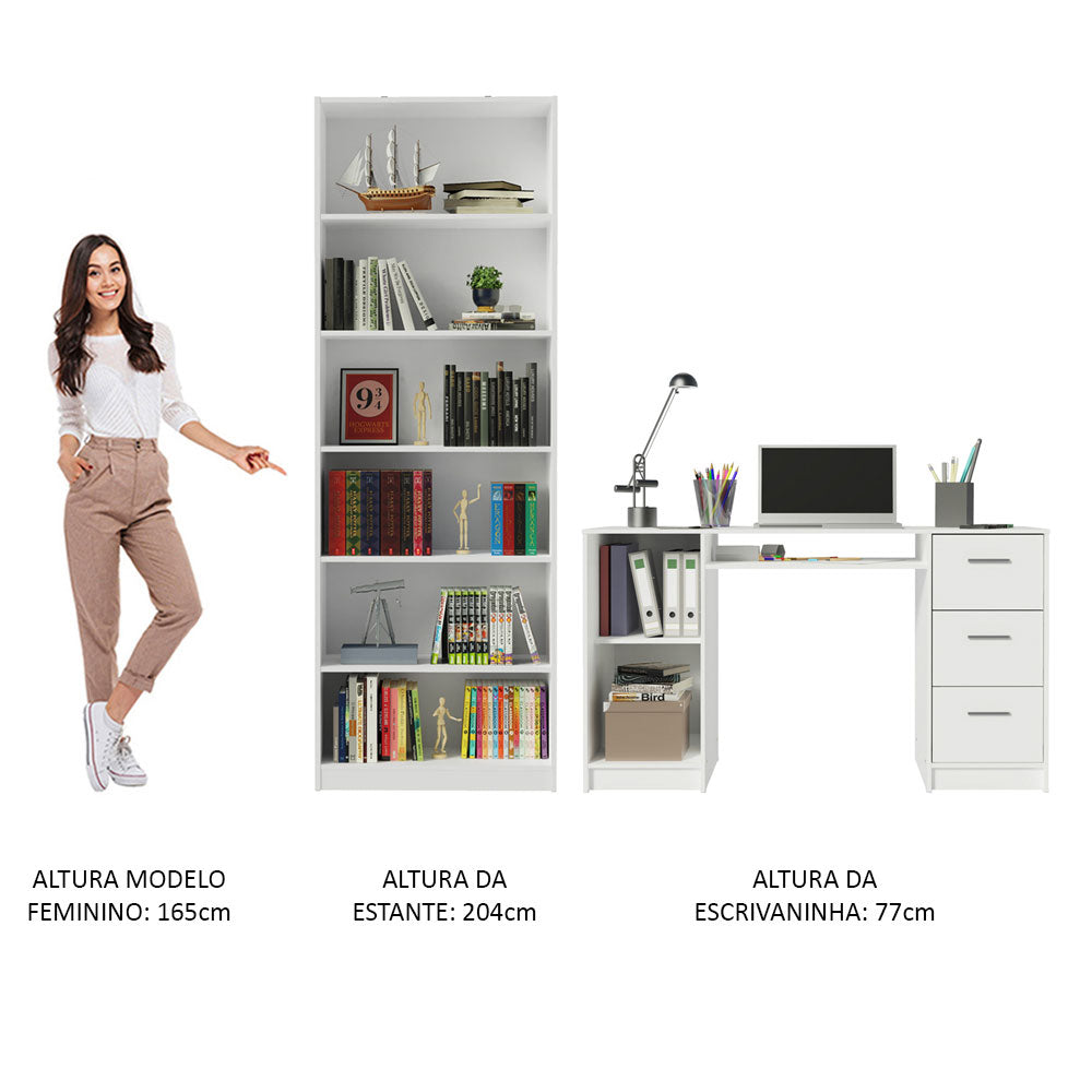 Escritorio Alaska + Estante Librero 6908 Blanco