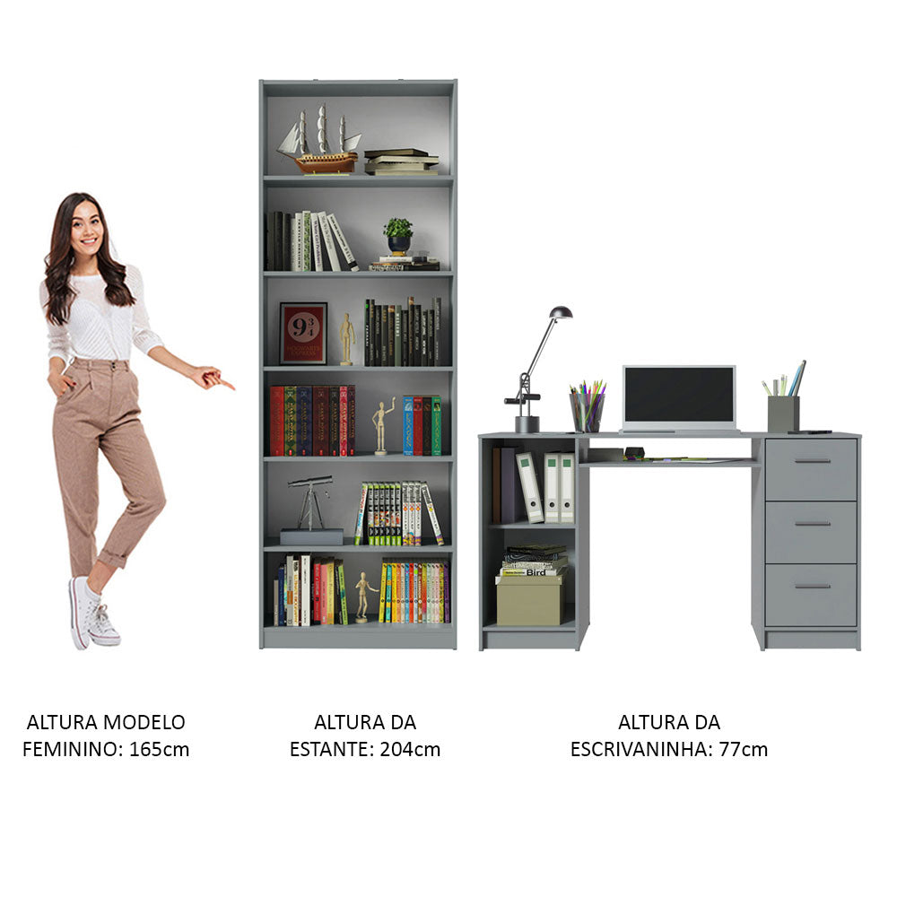 Kit Estante Librero Madesa 6908 y Organizador 9400 Gris