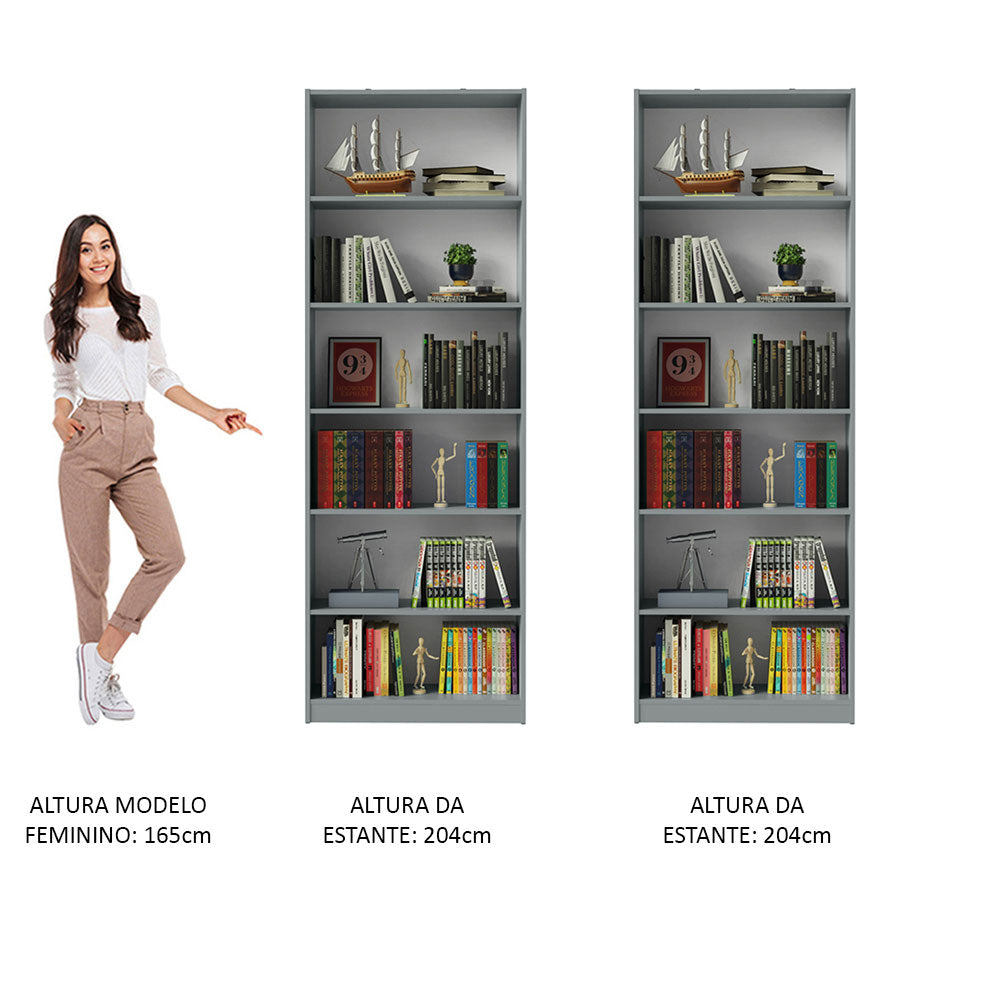 Kit con 2 Estantes Libreros 6908 Gris