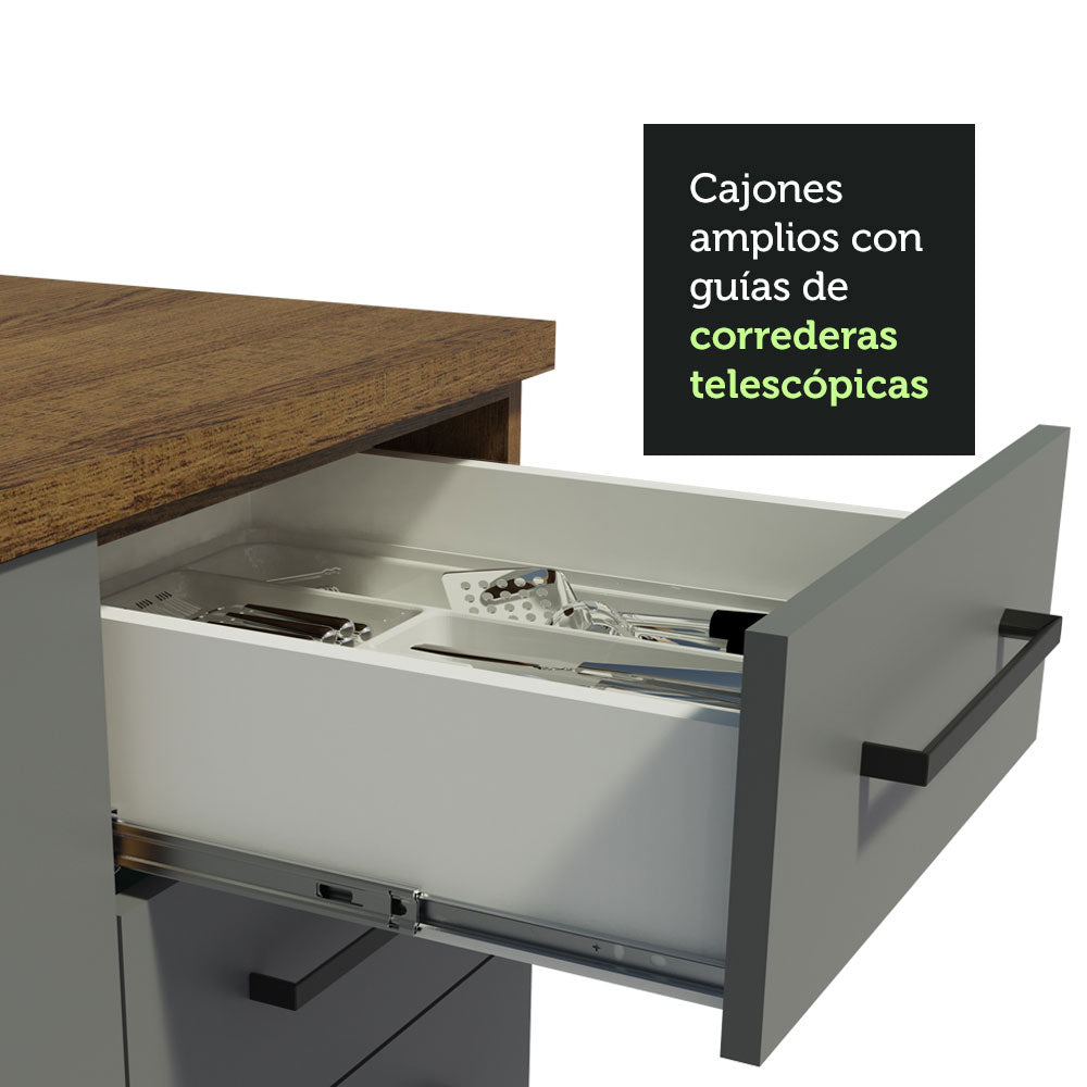 Mueble Integral Multiuso Garaje 200cm Marrón/Gris
