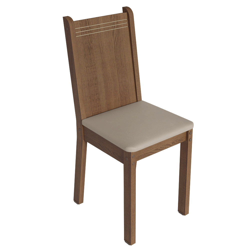 Juego de Comedor Mesa con Encimera de Vidrio 4 Sillas Marrón/Beige Camelia