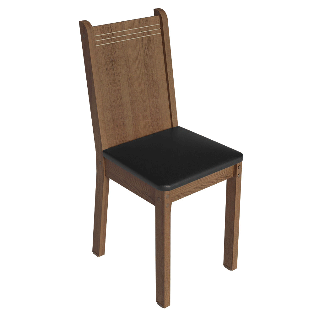 Juego de Comedor Mesa con Encimera de Vidrio 4 Sillas Negro/Marrón Camelia