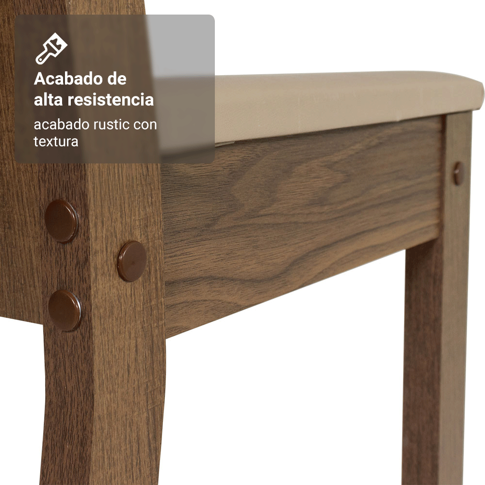 Juego de Comedor Analu Mesa con Encimera y 6 Sillas Marrón/Sintético Beige