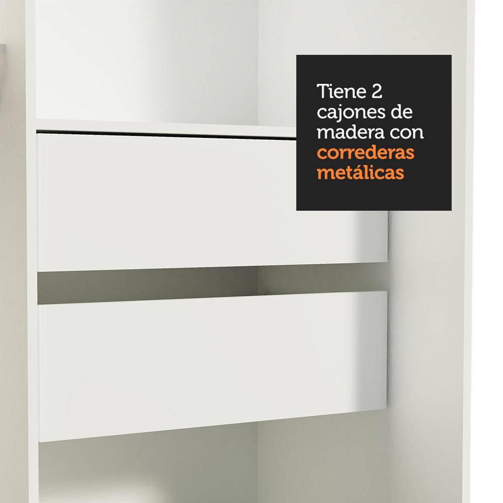 Clóset Soltero Tokio 2 Puertas Correderas con Espejo 2 Cajones Blanco