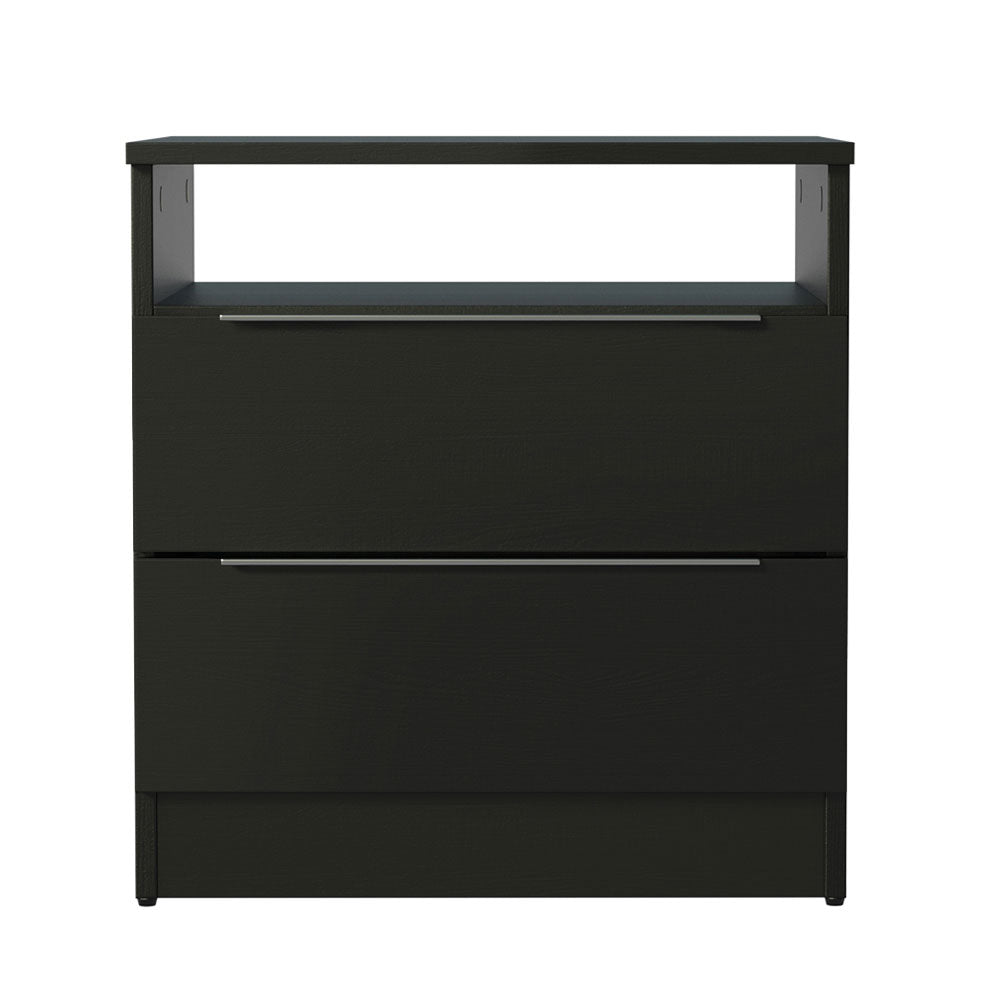 Buró Mesa de Noche con 2 Cajones Negro