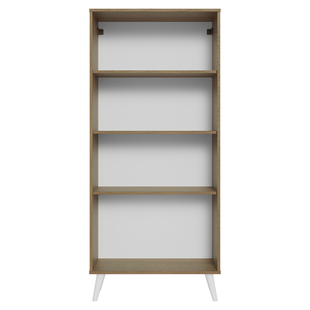 Vitrina 70 cm 2 Puertas de Vidrio con Patas Cónicas Marrón/Blanco Madesa