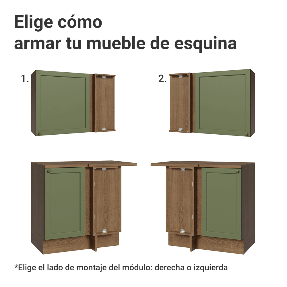 Cocina Integral Esquinera 399 cm Marrón/Verde Vik Madesa 02