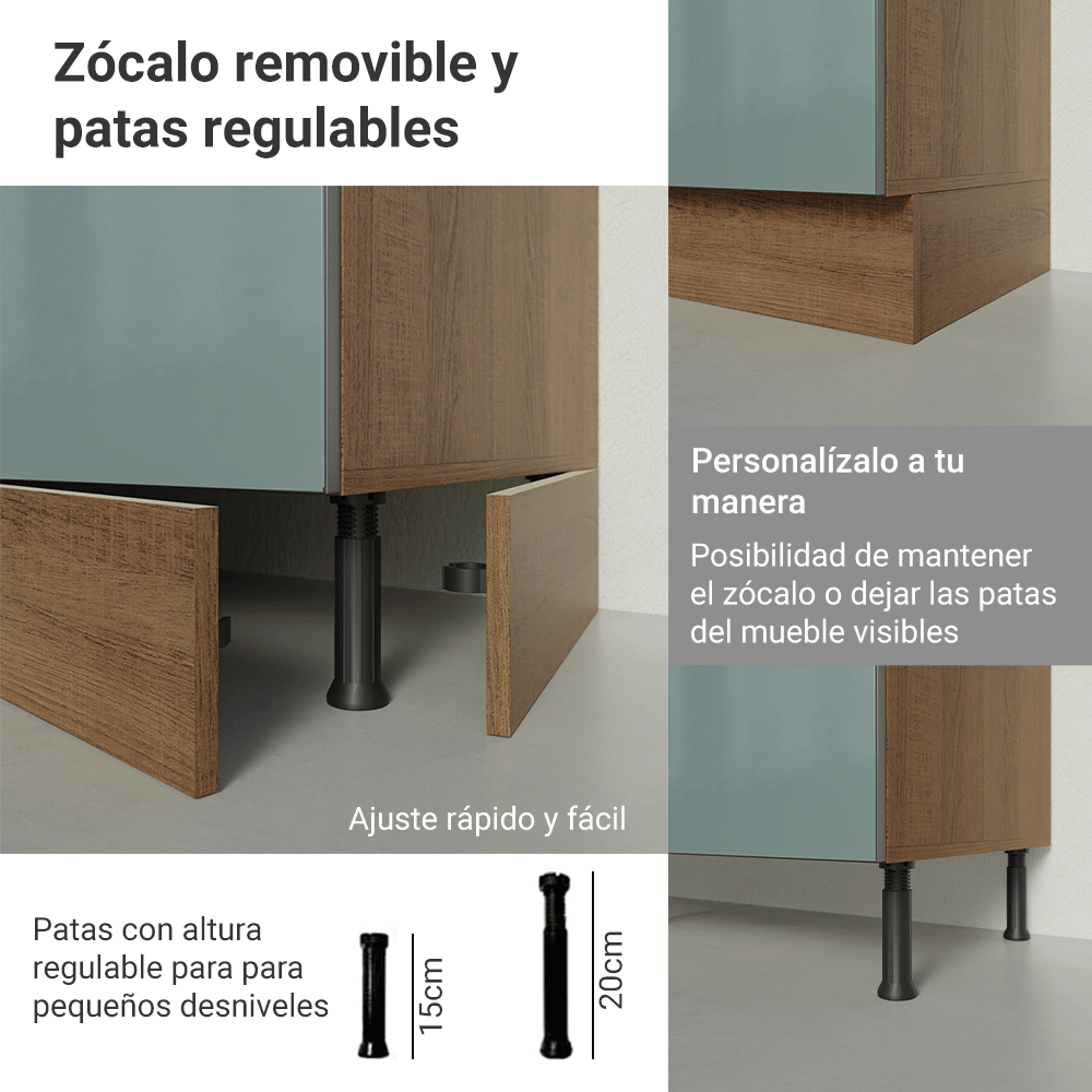 Cocina Integral 350 x 60 cm Marrón/Gris Lux Madesa 02