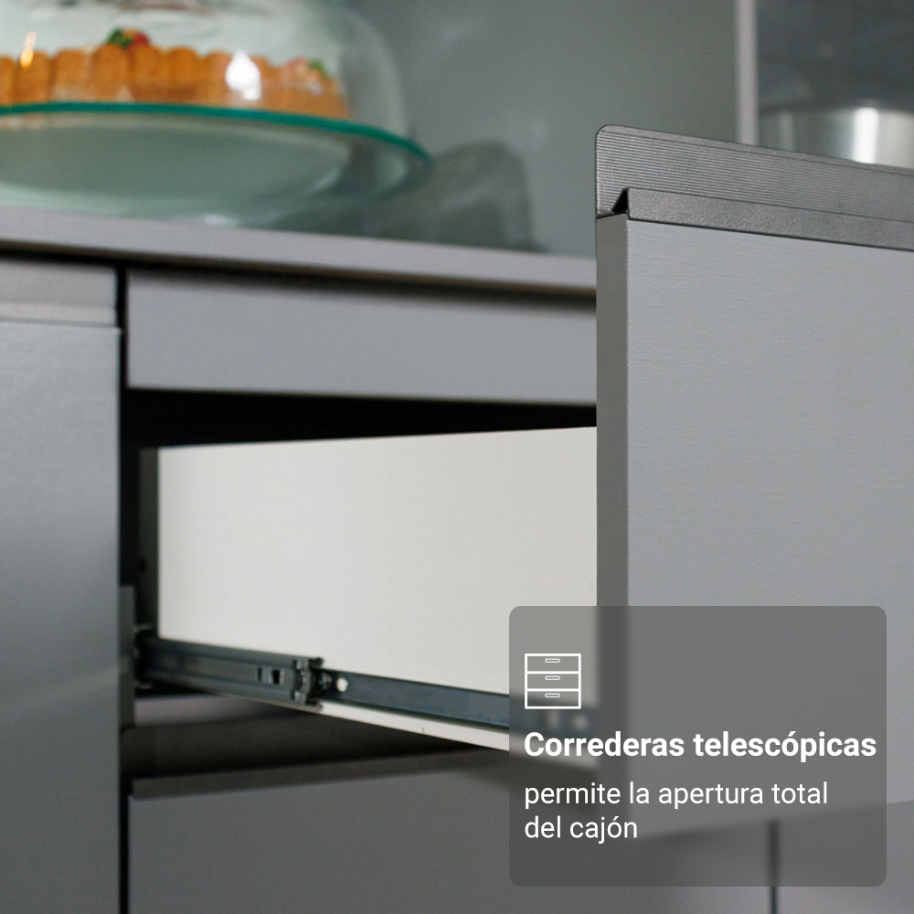 Cocina Integral 200 cm sin Patas Gris Nice 07