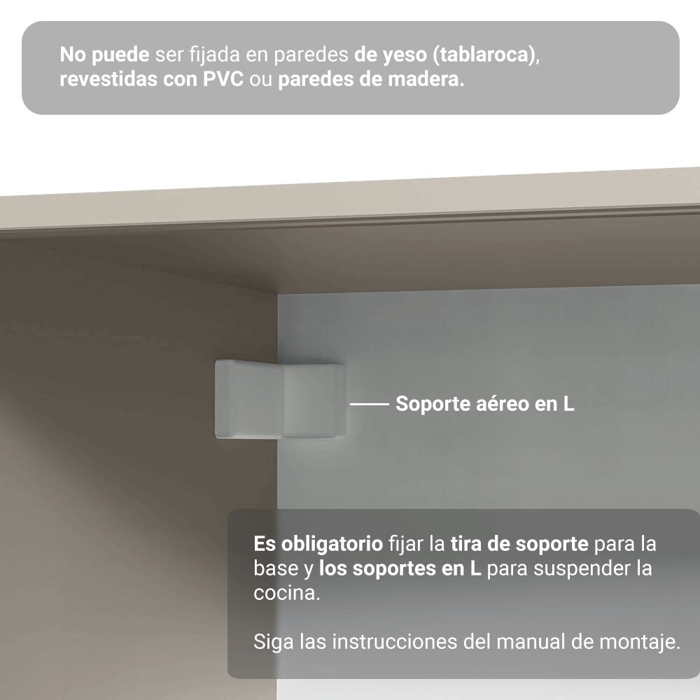 Cocina Integral 300 cm sin Patas Crema Nice 03