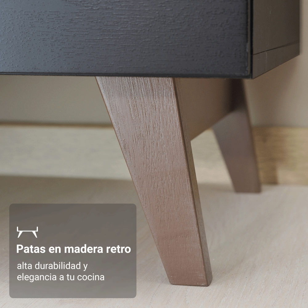Cocina Integral 190cm Negro/Marrón Reims Madesa 07