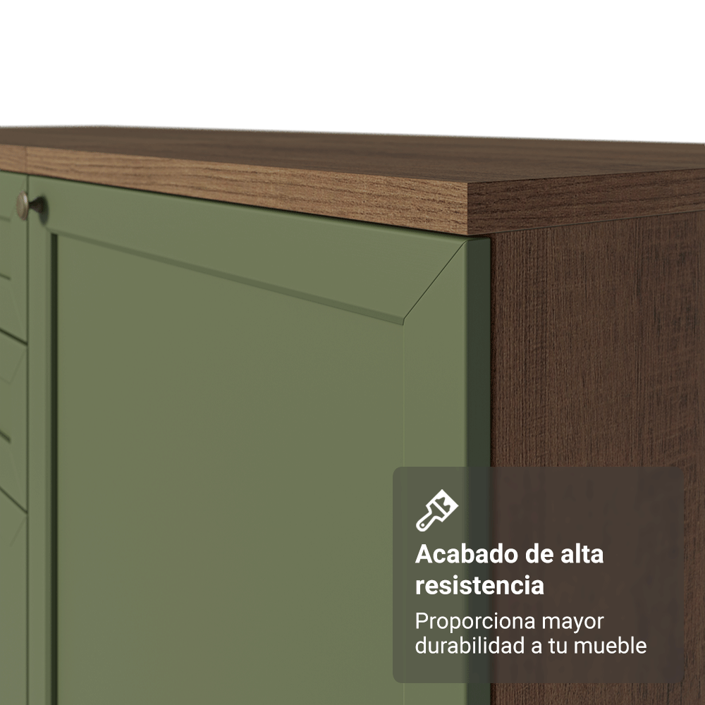 Cocina Integral 180 cm Marrón/Verde Vik Madesa 03