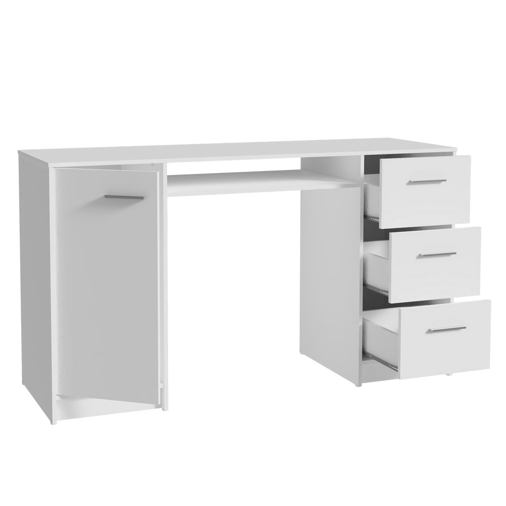 Escritorio Tocador 136cm 1 Puerta 3 Cajones Blanco