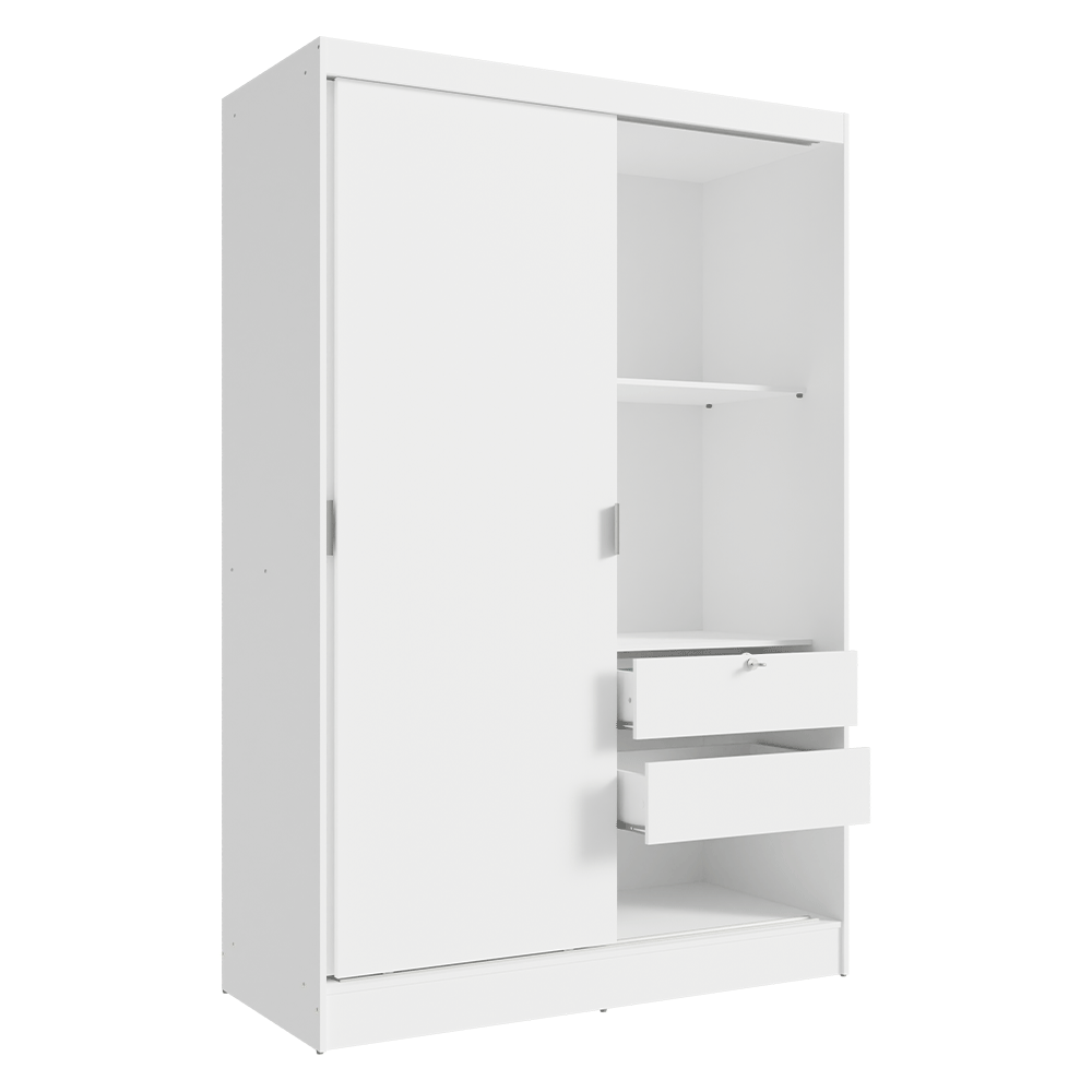 Recámara Infantil Clóset 119cm 2 Puertas 2 Cajones y Cómoda 6 Cajones Blanco