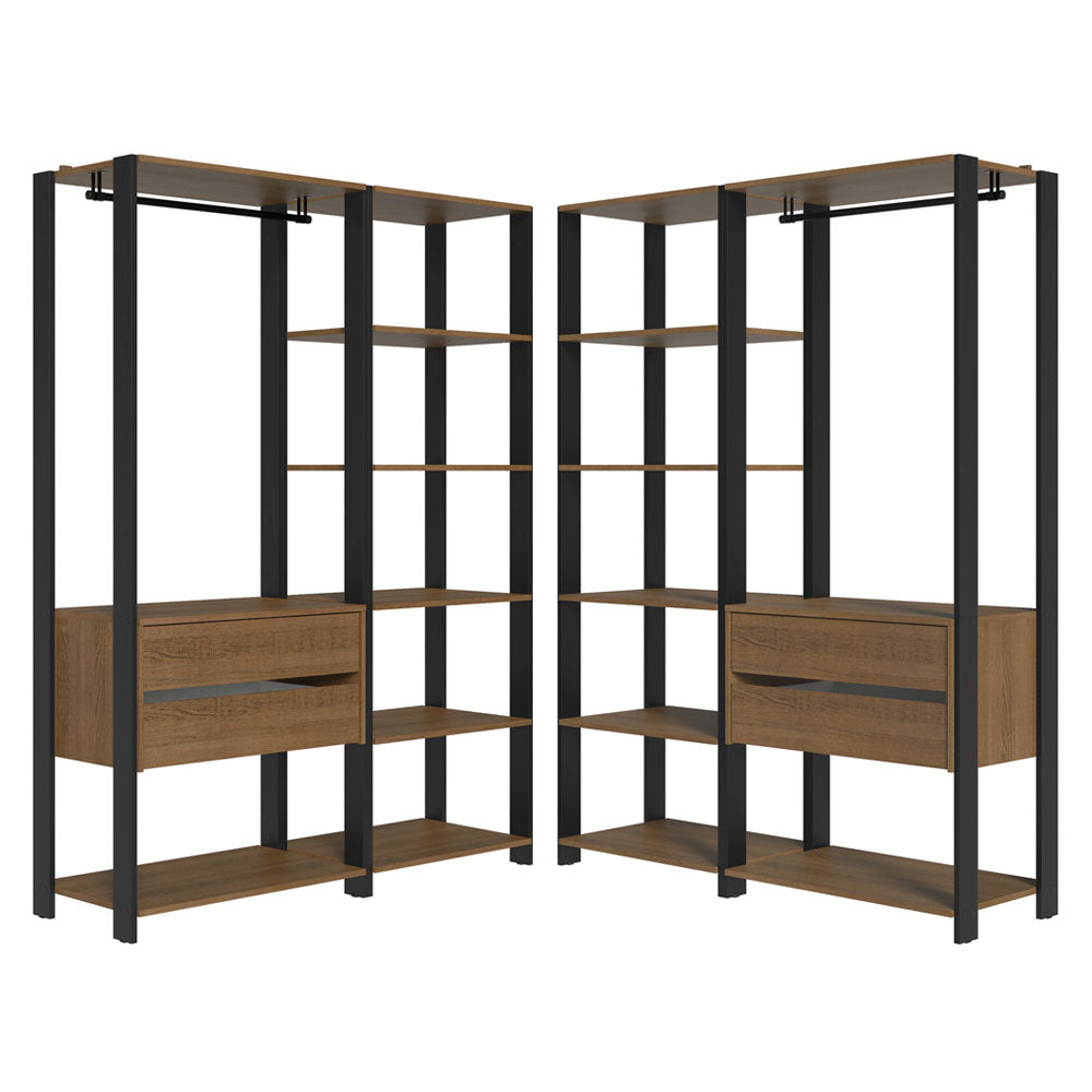 Clóset Modulado Valencia 4 Cajones 358cm Marrón/Negro 04