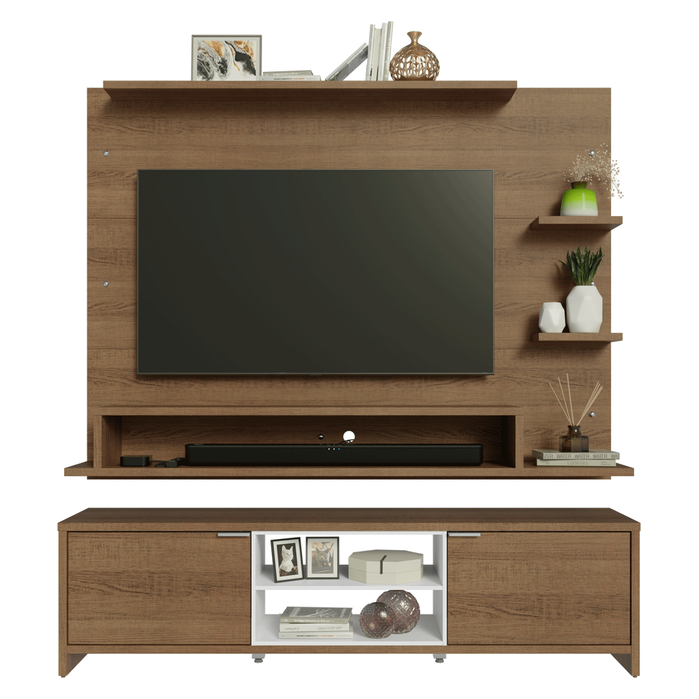 Mueble con Panel para TV hasta 60 Pulgadas 180 cm Marrón/Blanco Metz Madesa