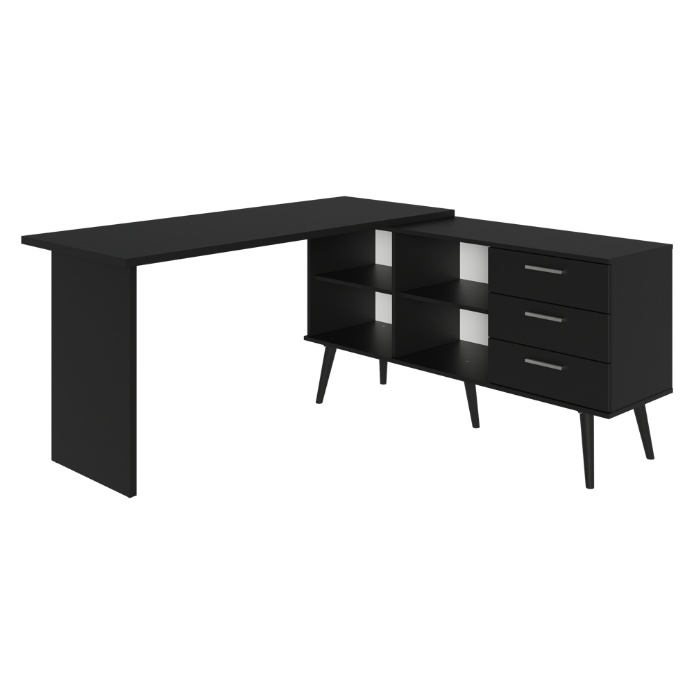Escritorio Esquinero para Computadora Gamer 3 Cajones Negro Lisboa 07