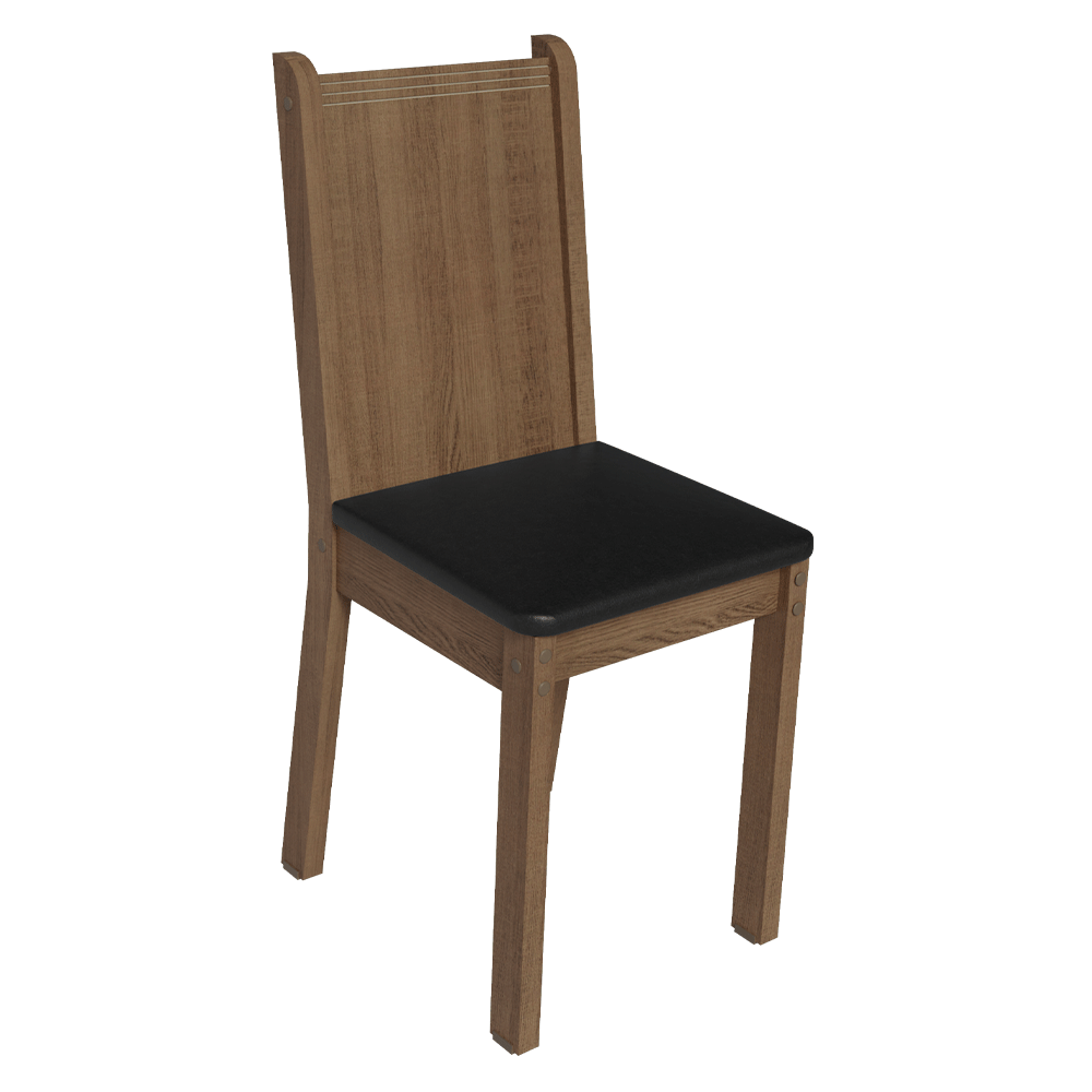 Juego de Comedor Analu Mesa con Encimera de Madera y 6 Sillas Marrón/Negro