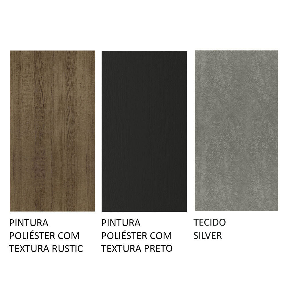 Juego de Comedor Mesa Encimera de Madera 6 Sillas Marrón/Negro/Silver Simone