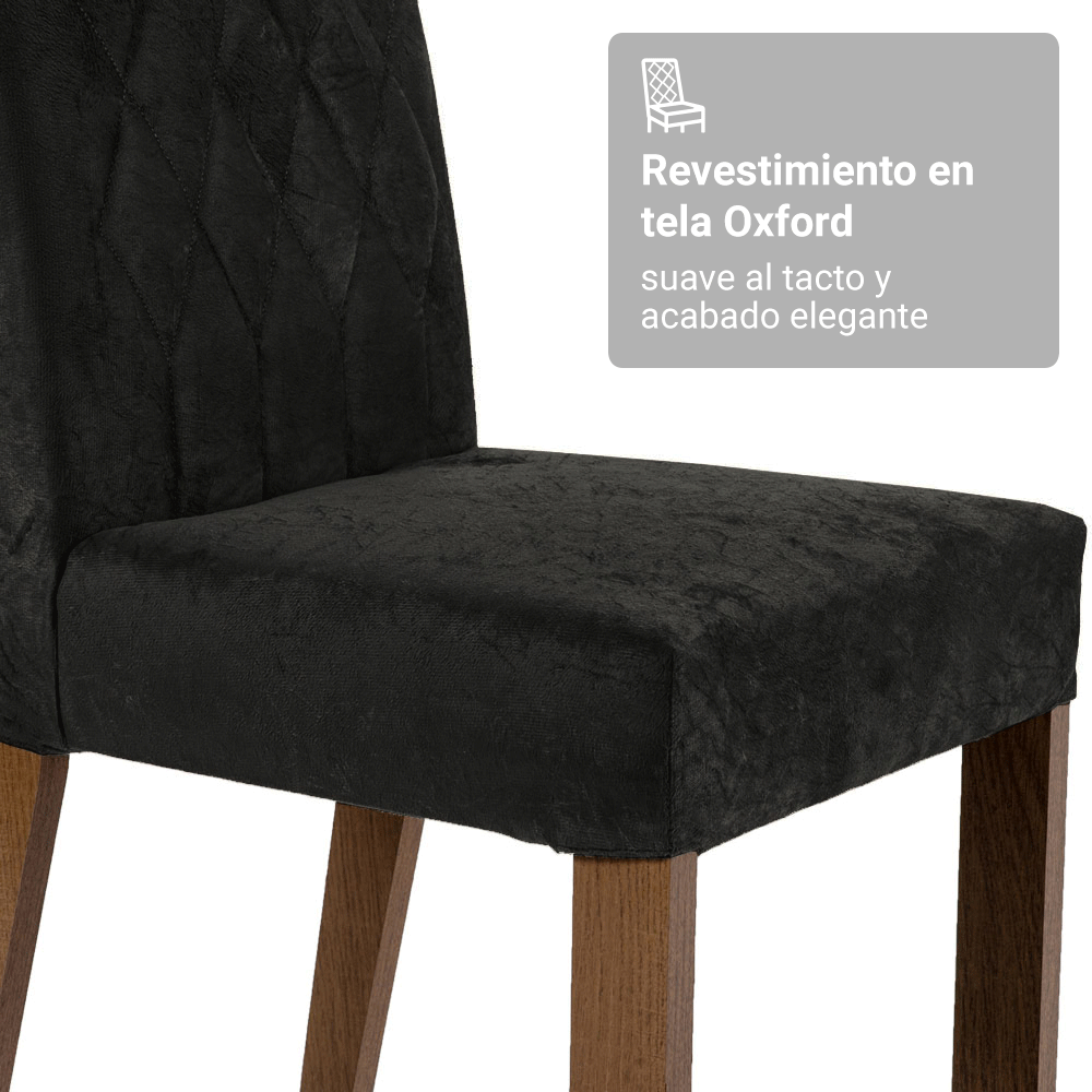 Conjunto de Comedor Encimera de Vidrio 6 Sillas Marrón/Negro/Oxford Sintra Madesa