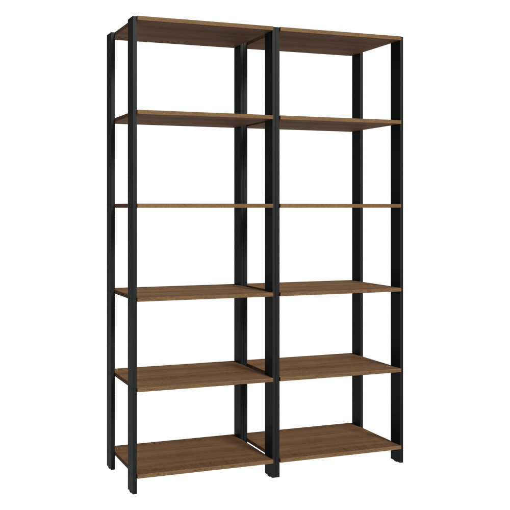 Kit con 2 Estantes Multiuso 5 Niveles 118cm Marrón/Negro