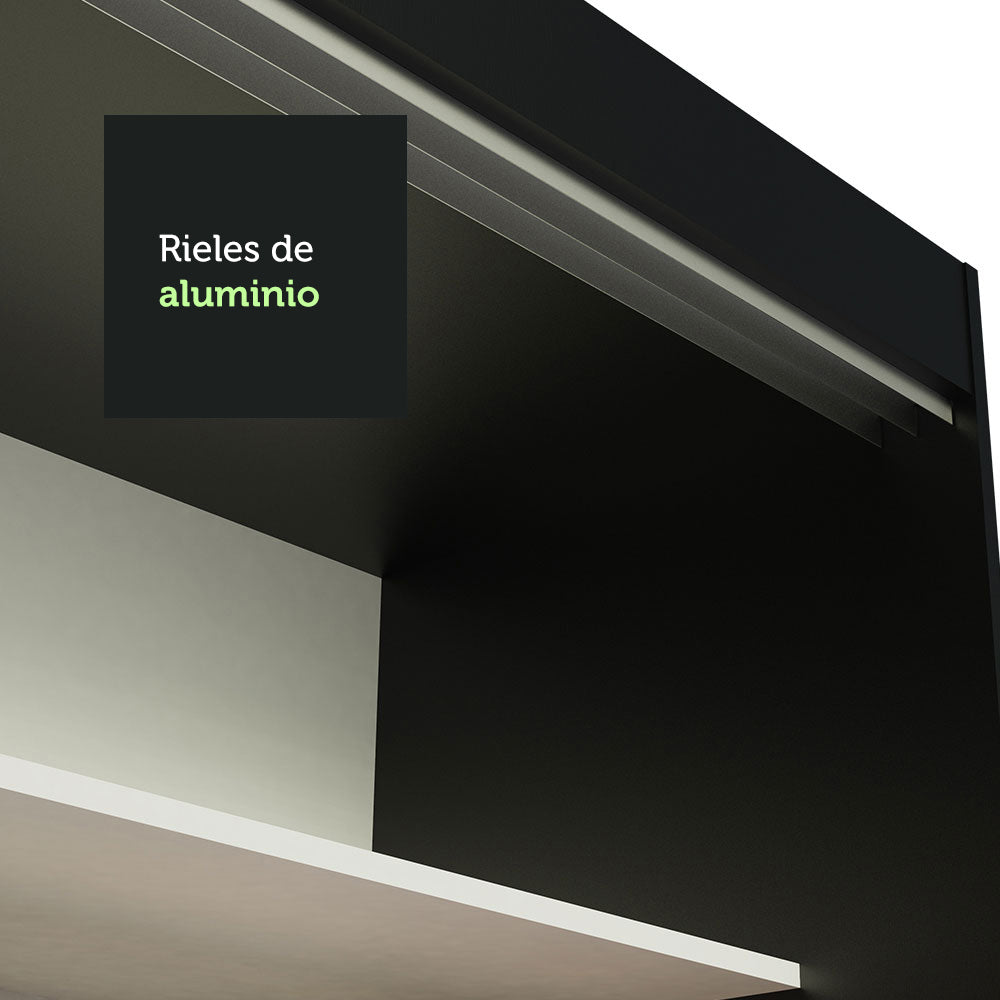 Clóset Matrimonial Lyon 3 Puertas Correderas con Espejo 2 Cajones Negro