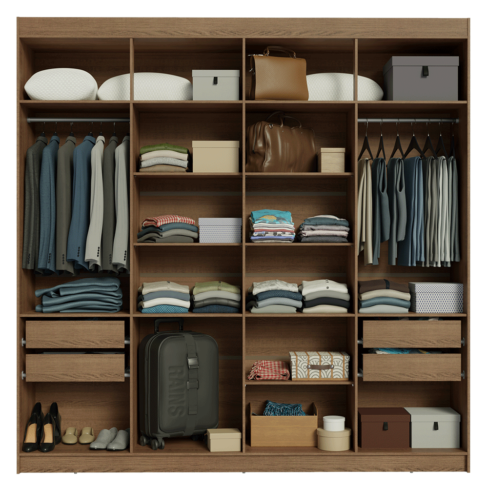 Clóset Matrimonial Venus 8 Puertas Batientes Marrón/Blanco/Marrón