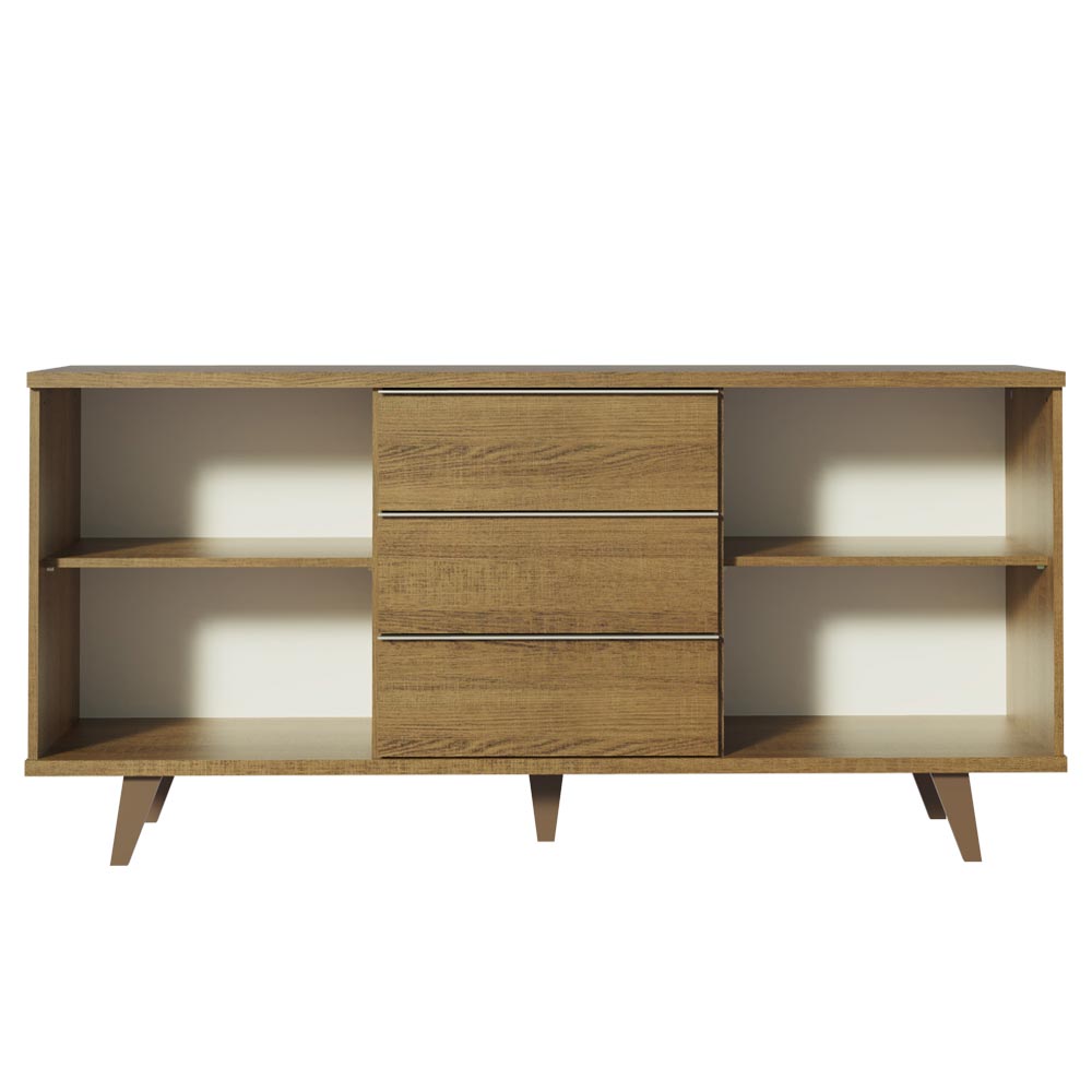 Credenza Bufetera 3 Cajones 2 Puertas con Patas Marrón