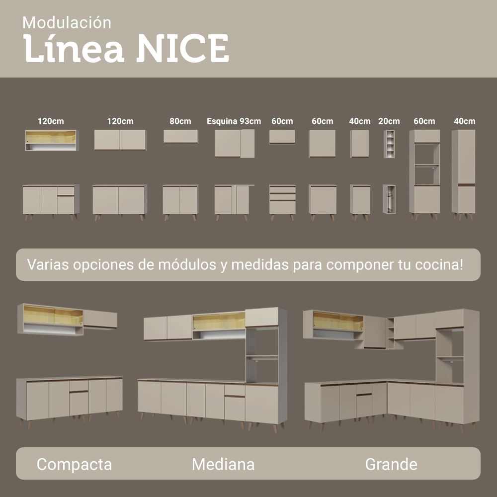 Cocina Integral 120 cm sin Patas Crema Nice 04