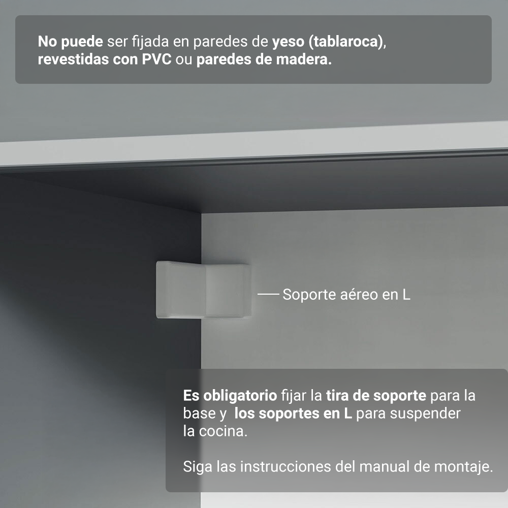 Cocina Integral 200 cm sin Patas Gris Nice 07