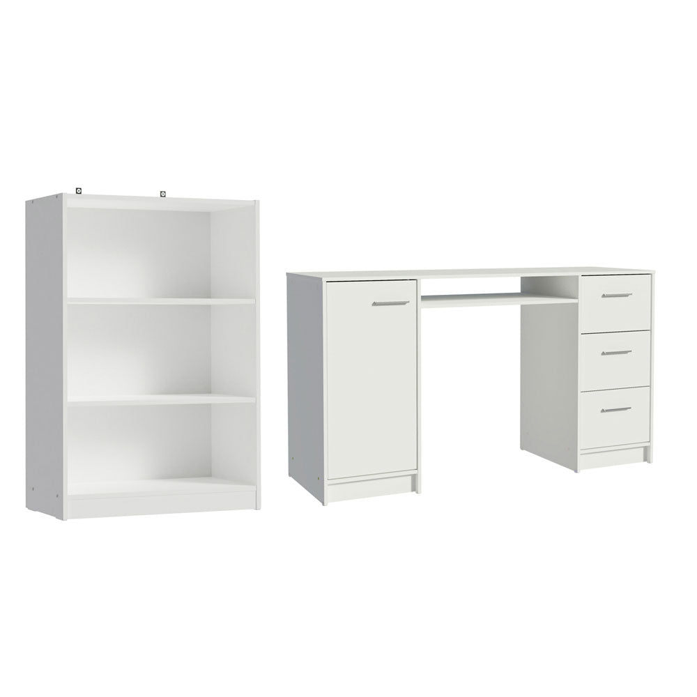 Escritorio Alaska + Estante Librero 6907 Blanco