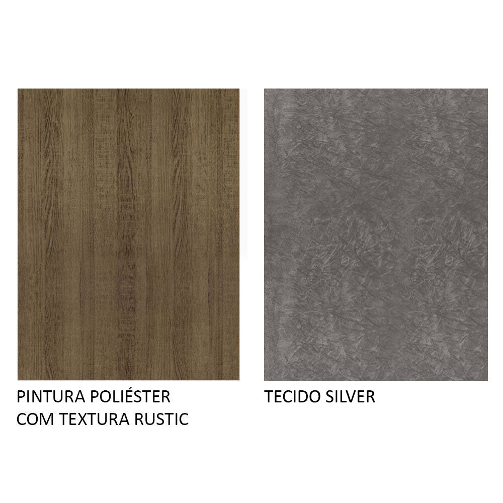 Juego de Comedor Mesa Encimera de Vidrio 4 Sillas Marrón/Silver Noemi