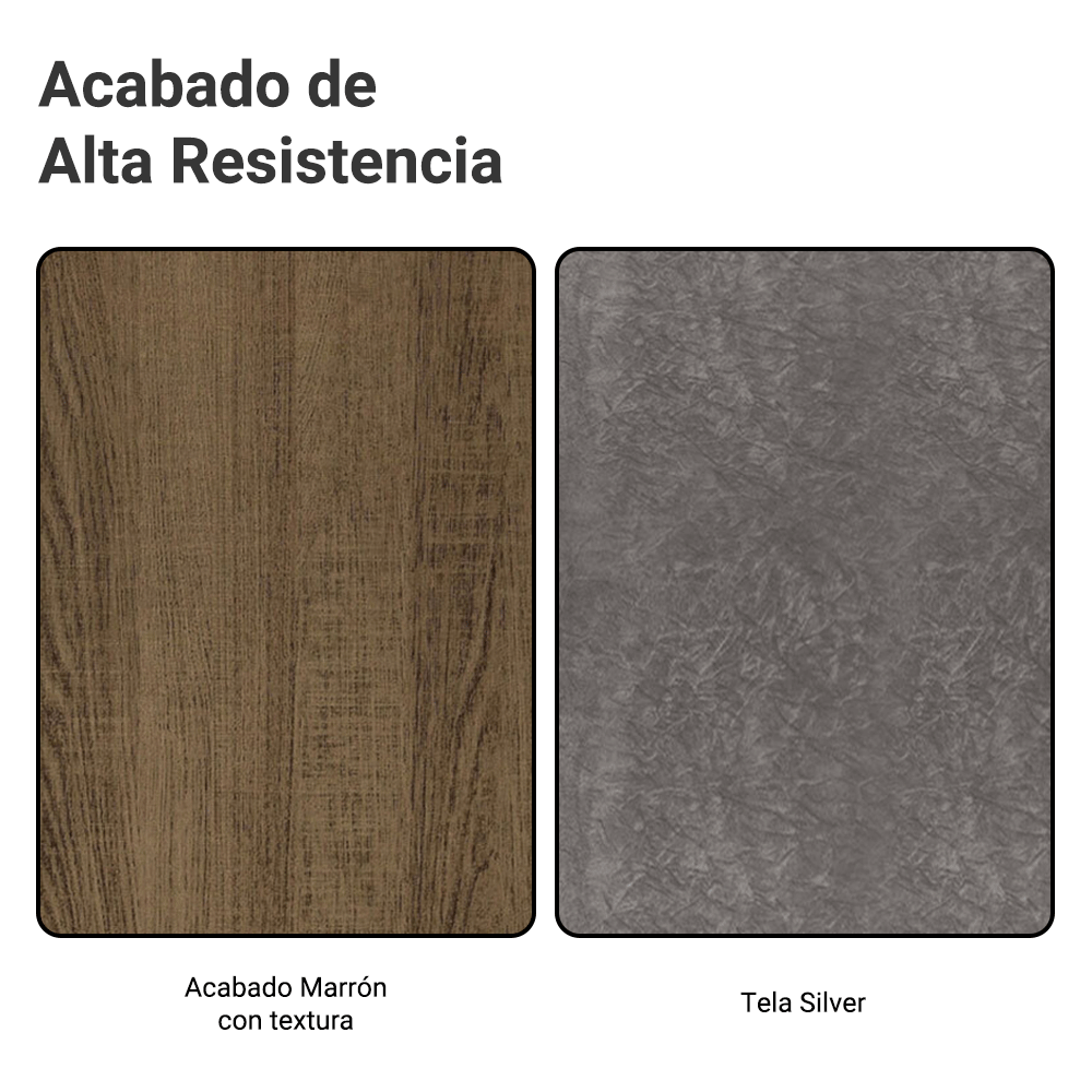 Juego de Comedor Mesa con Encimera de Vidrio 4 Sillas Marrón/Silver Reale