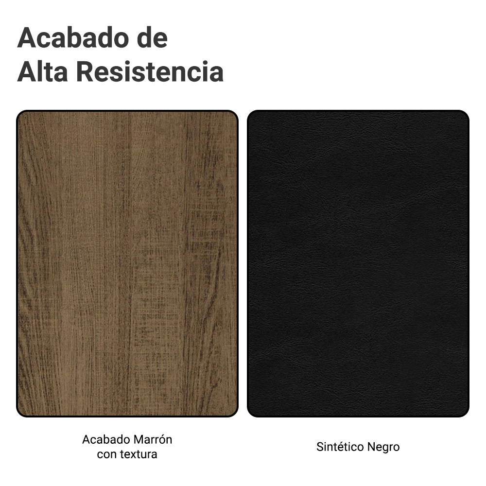 Juego de Comedor Analu Mesa con Encimera de Madera y 6 Sillas Marrón/Negro