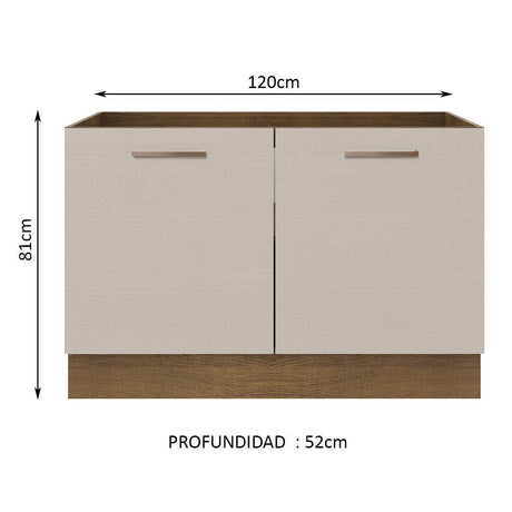 Mueble de Cocina para Fregadero 2 Puertas Marrón/Crema Agata Madesa