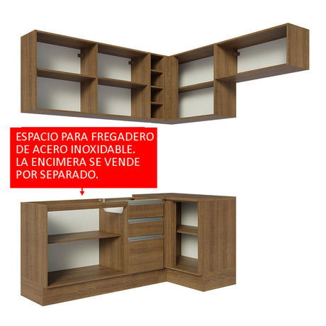 Cocina Integral Esquinera 349cm Marrón Glamy Madesa 07