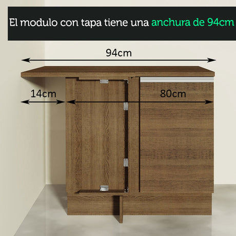 Cocina Integral Esquinera 349cm Marrón Glamy Madesa 07