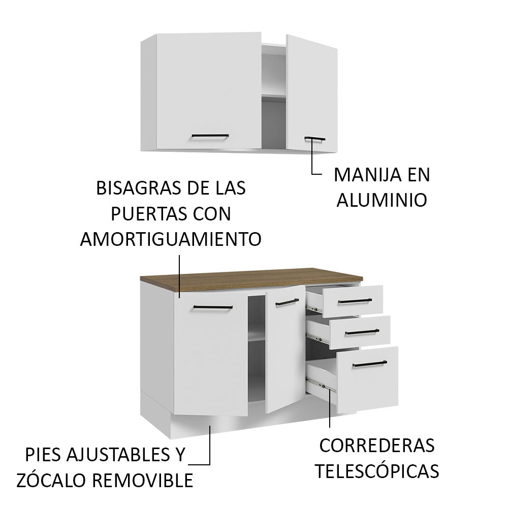 Mueble Integral Multiuso Garaje 120cm Blanco/Marrón