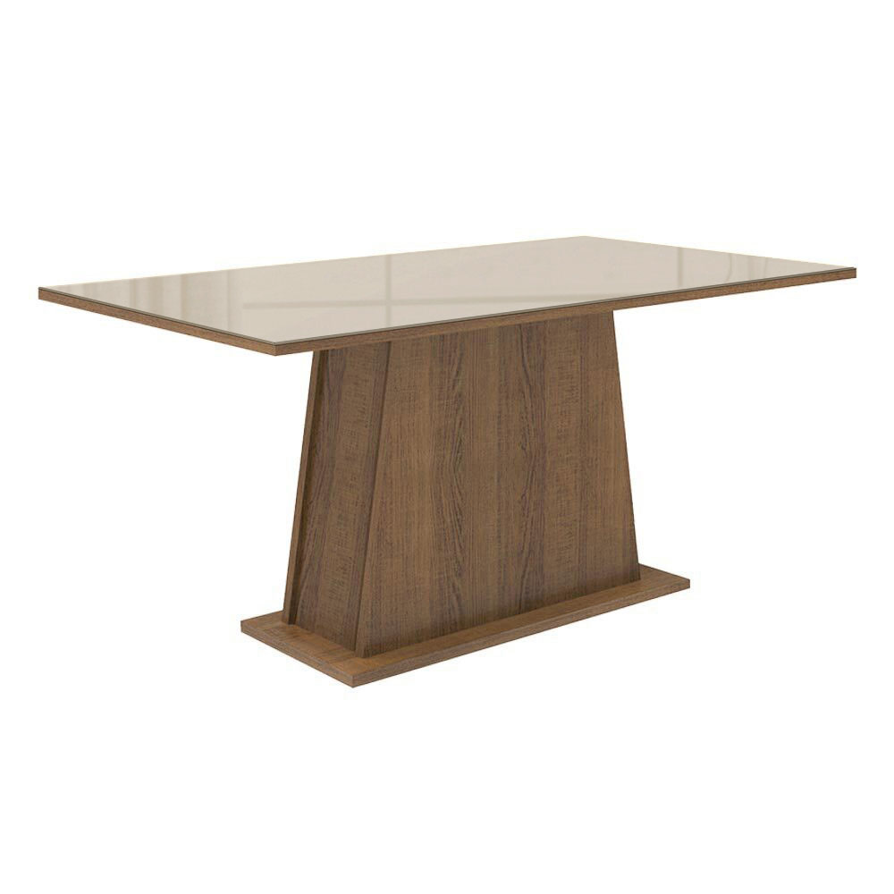 Juego de Comedor Mesa Vidrio 6 Sillas Stéfani Marrón/Crema/Imperial