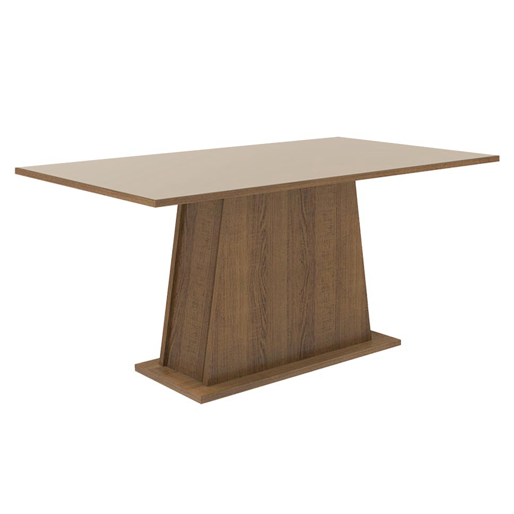 Juego de Comedor Mesa con Encimera de Madera 6 Sillas Marrón/Crema/Silver Britney
