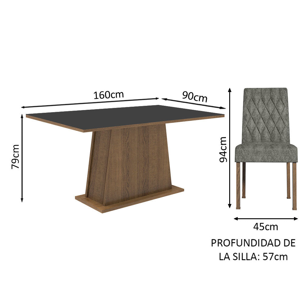 Juego de Comedor Mesa con Encimera de Madera 4 Sillas Marrón/Negro/Silver Ashley