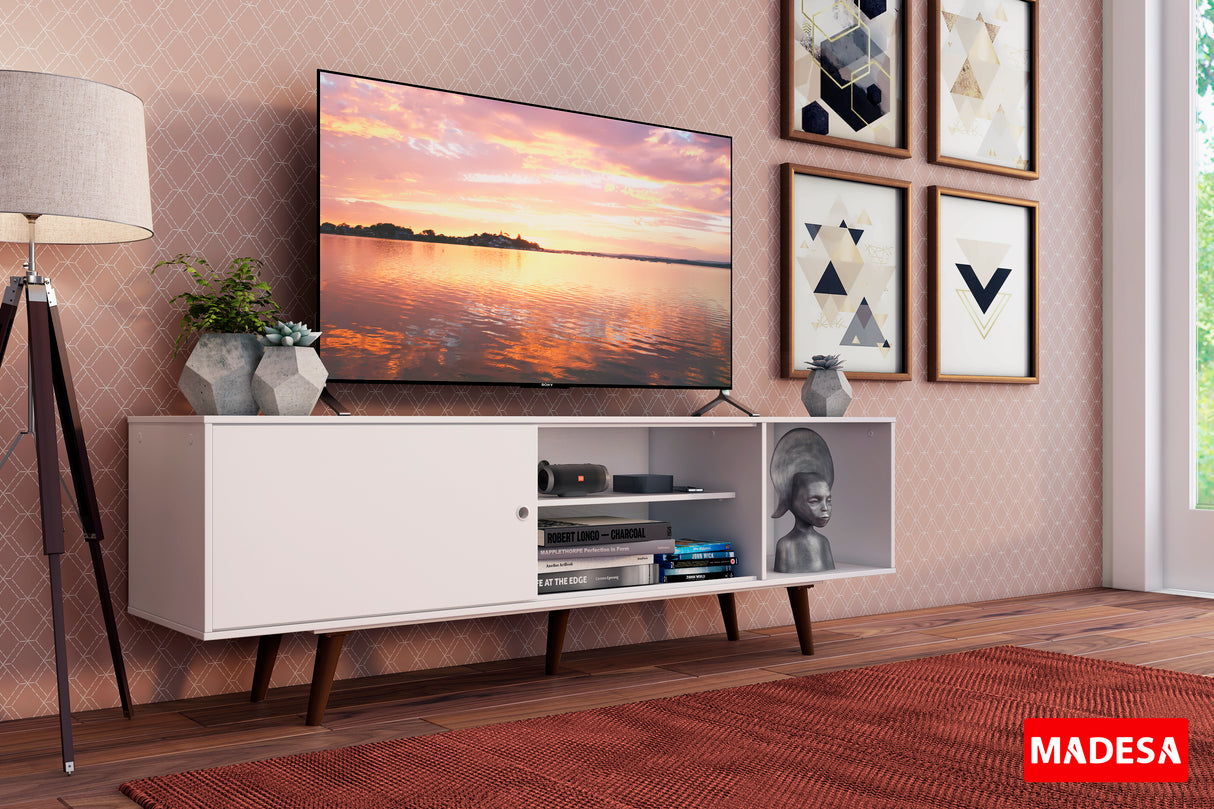 Mueble para TV Dubai hasta 65" con Patas Blanco/Marrrón