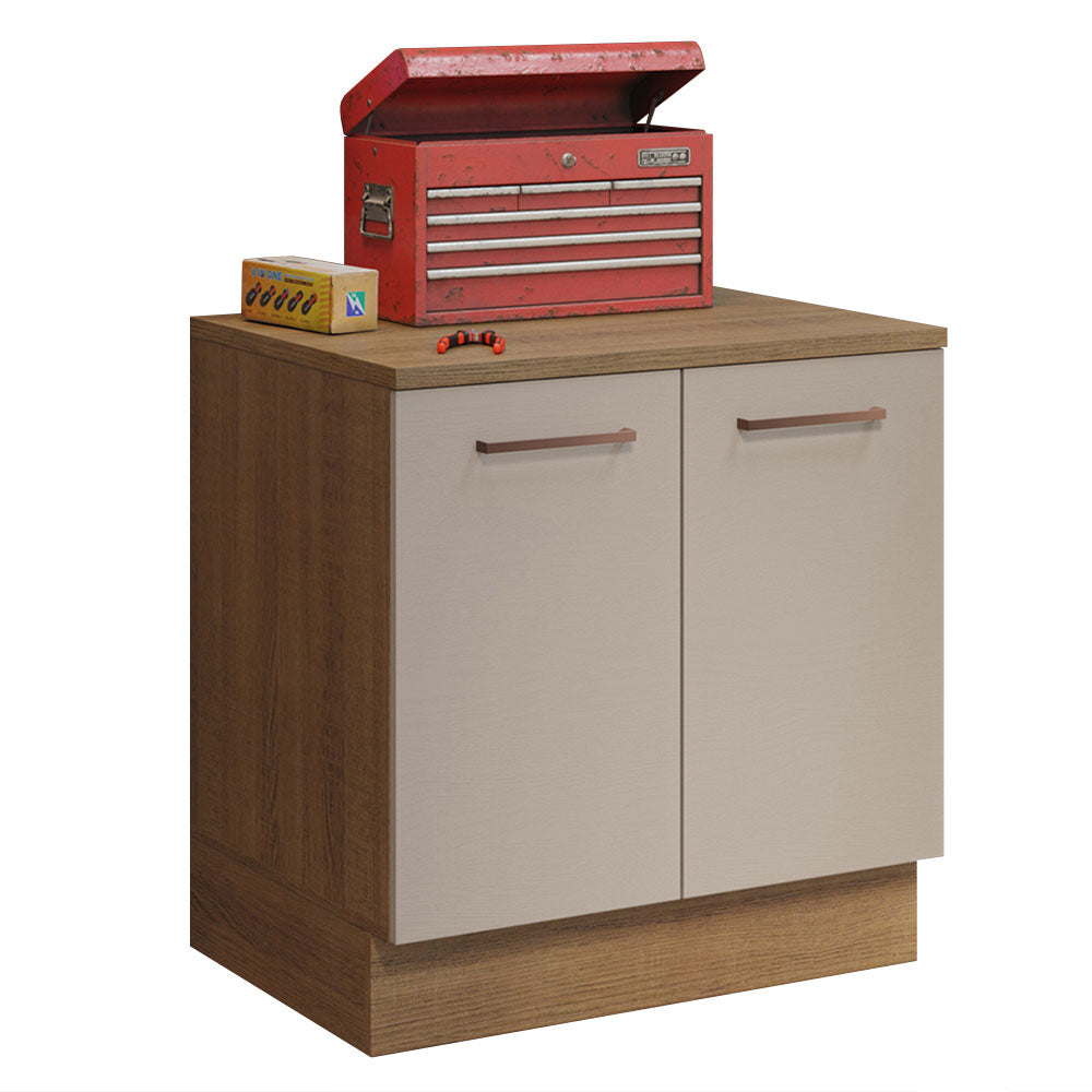 Gabinete Bajo Multiuso Garaje 80cm (con Encimera) Marrón/Crema