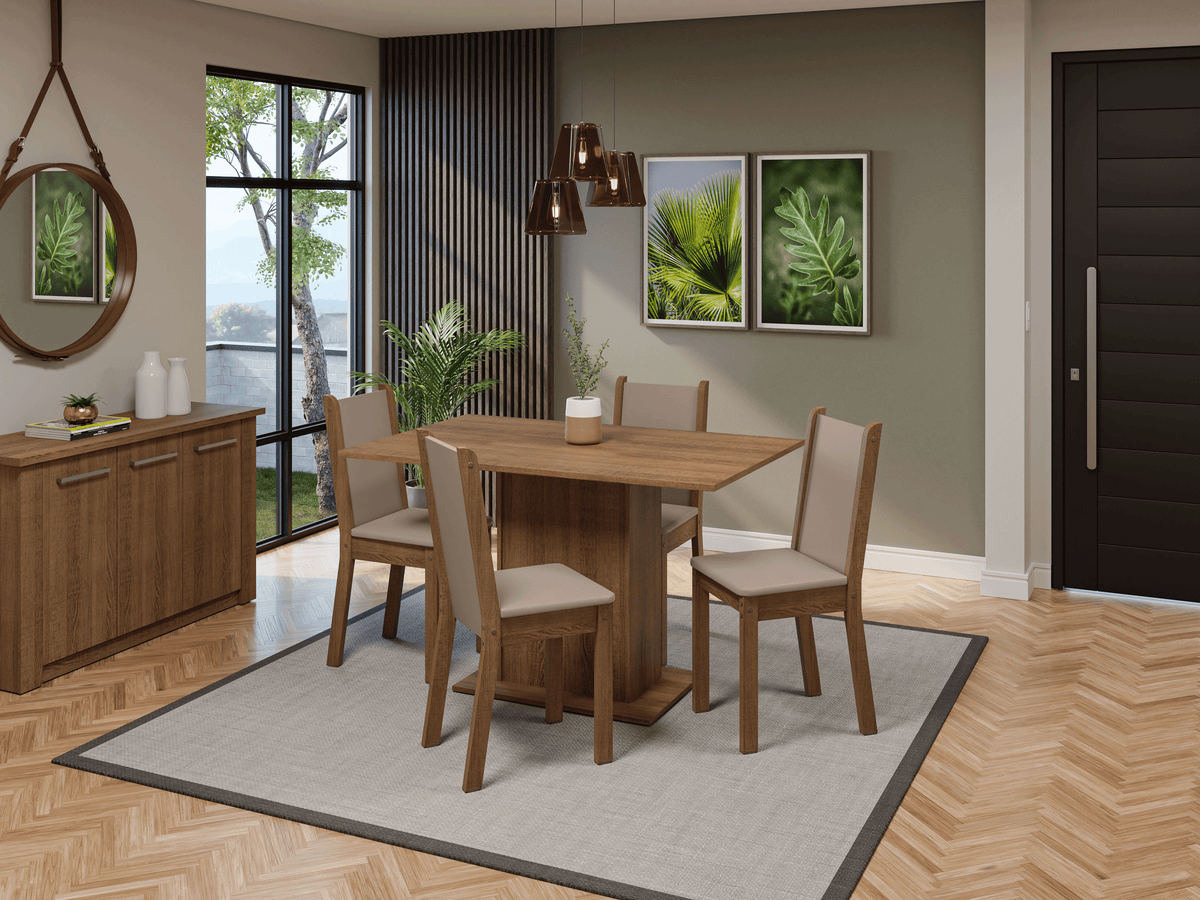 Comedor Mesa con Encimera de Madera 4 Sillas Tina Madesa RB
