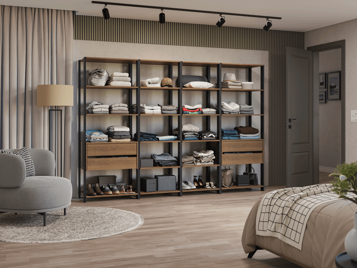 Clóset Modulado 4 Cajones 18 Niveles 258cm Marrón/Negro Valencia