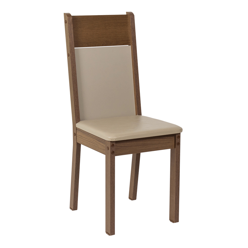 Juego de Comedor Mesa con Encimera de Vidrio 4 Sillas Marrón/Crema/Beige Viena