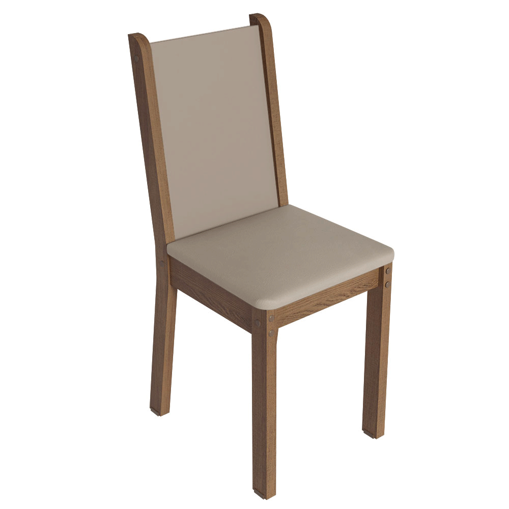 Juego de Comedor Mesa con Encimera de Vidrio 4 Sillas Marrón/Crema/Sintético Beige Martina