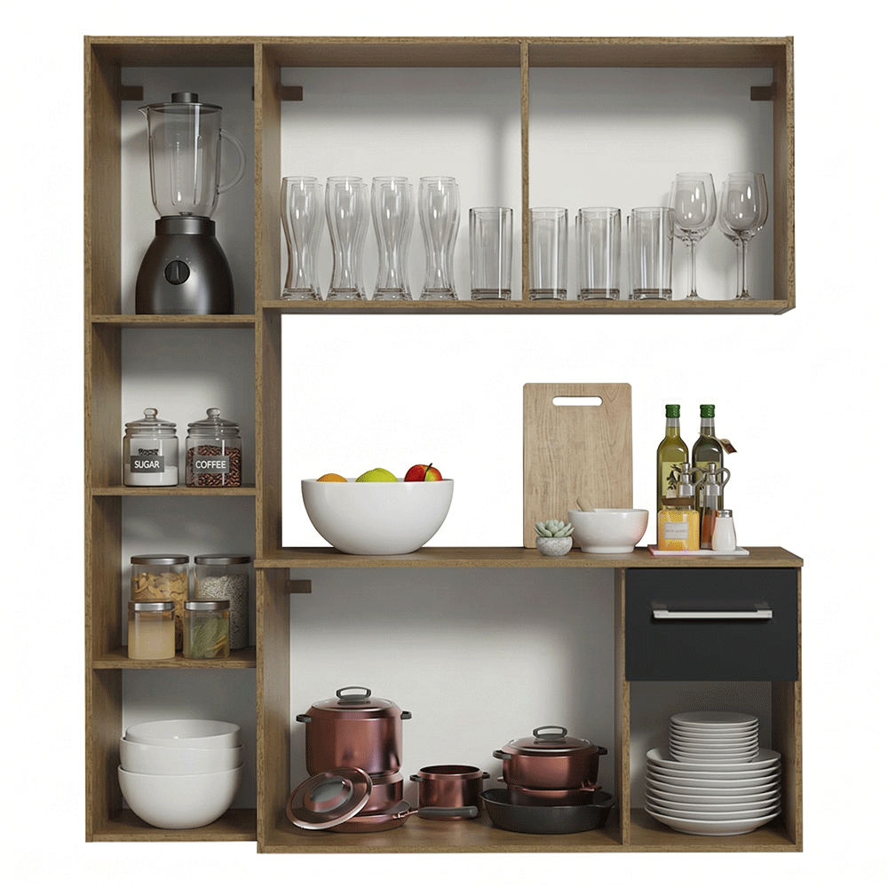 Cocina Compacta 120cm Marron/Negro Easy